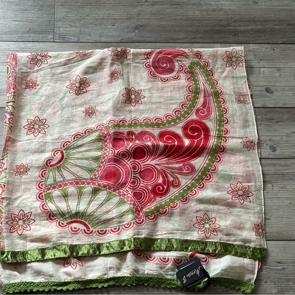 Mona B Paisley Scarf with Red and Green Accents I’m Not Perfect But I’m Original